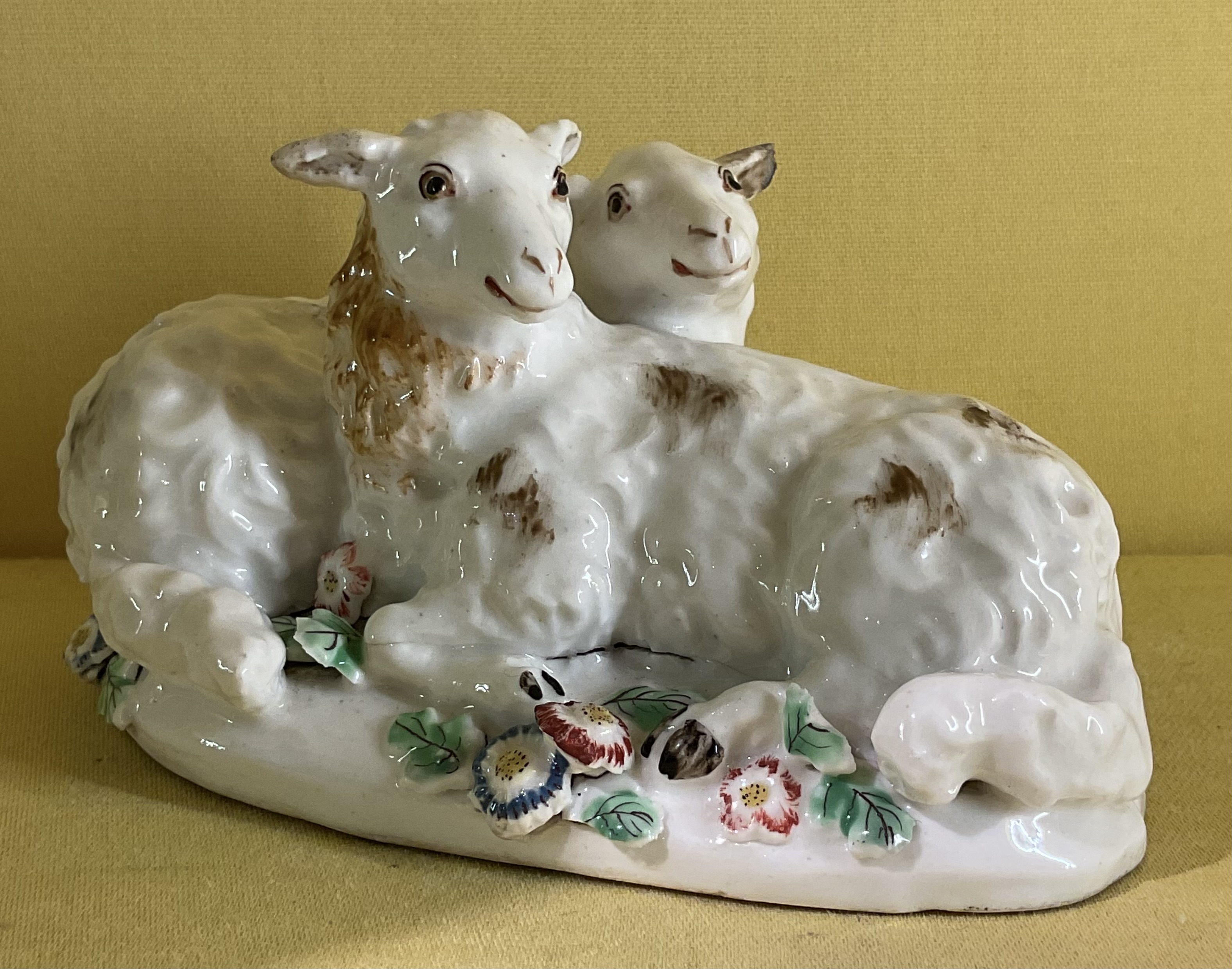 A rare Chelsea group of two sheep 