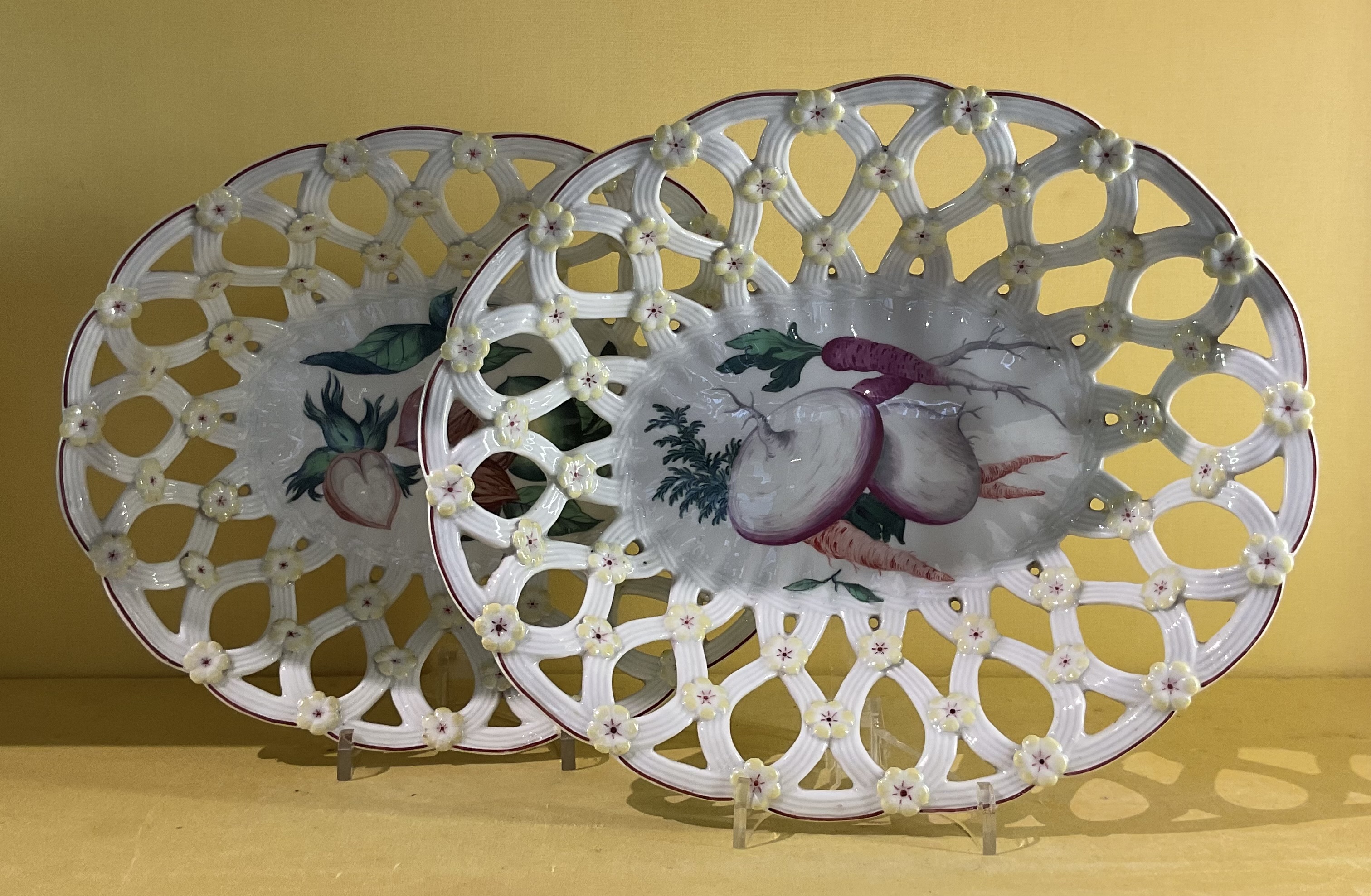 A rare pair of Chelsea pierced oval baskets 