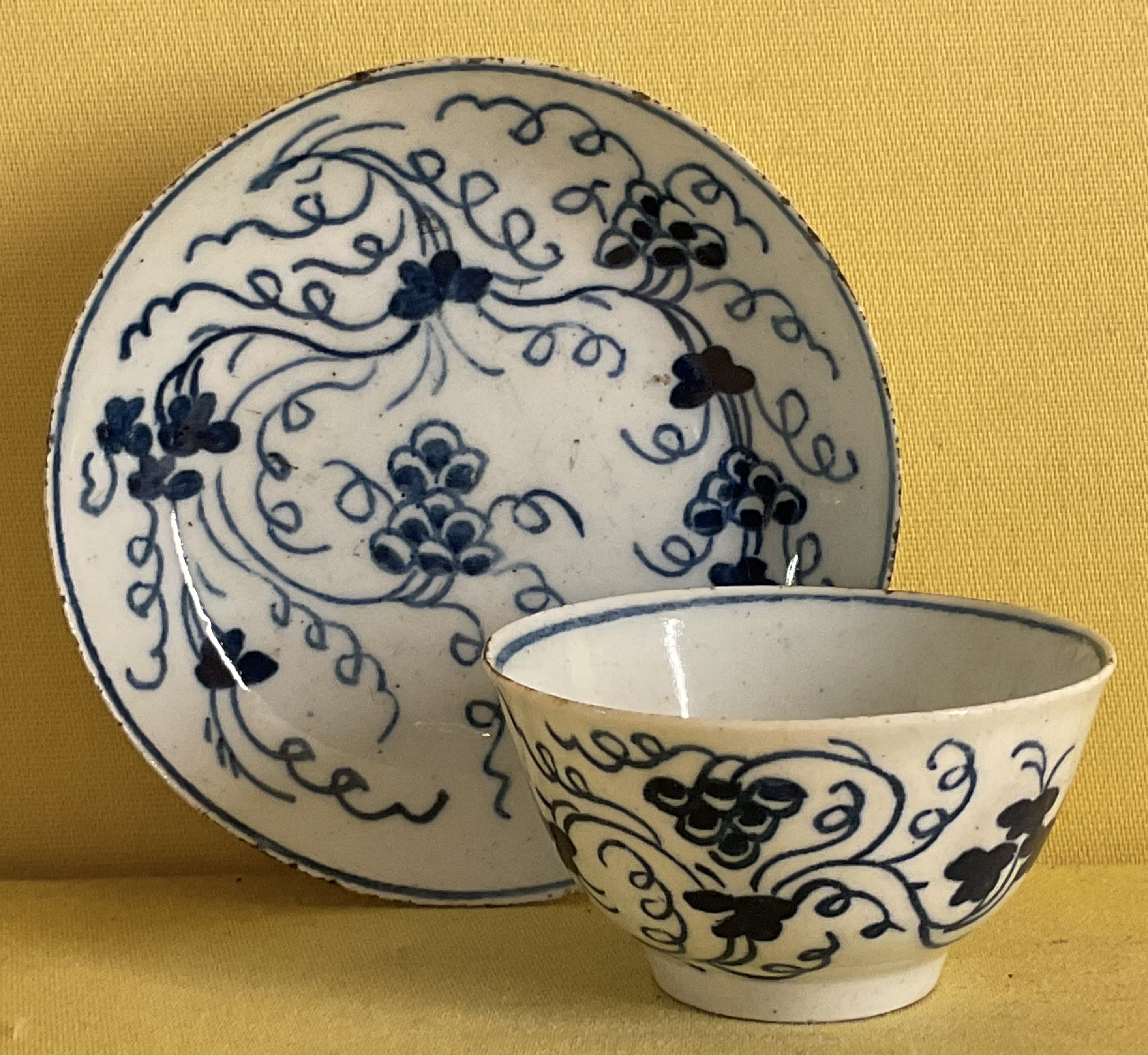 A Bow miniature tea bowl and saucer 
