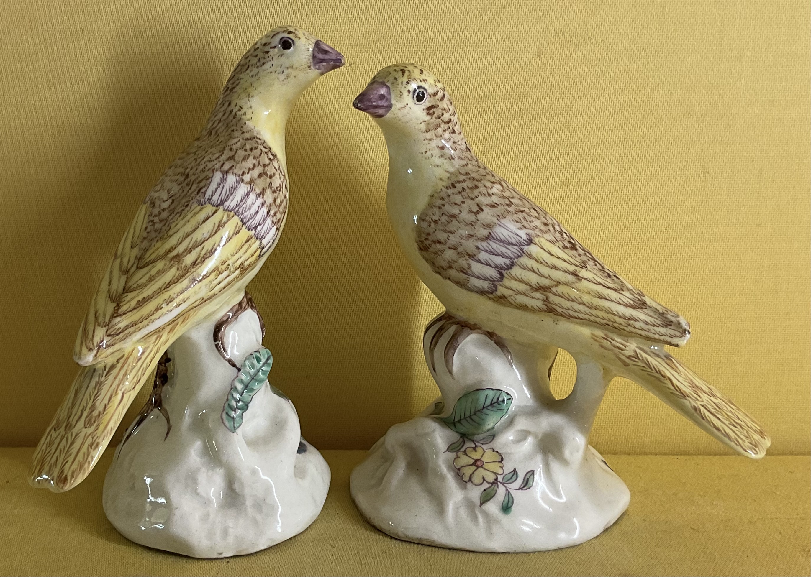 A rare pair of Bow models of Buntings 