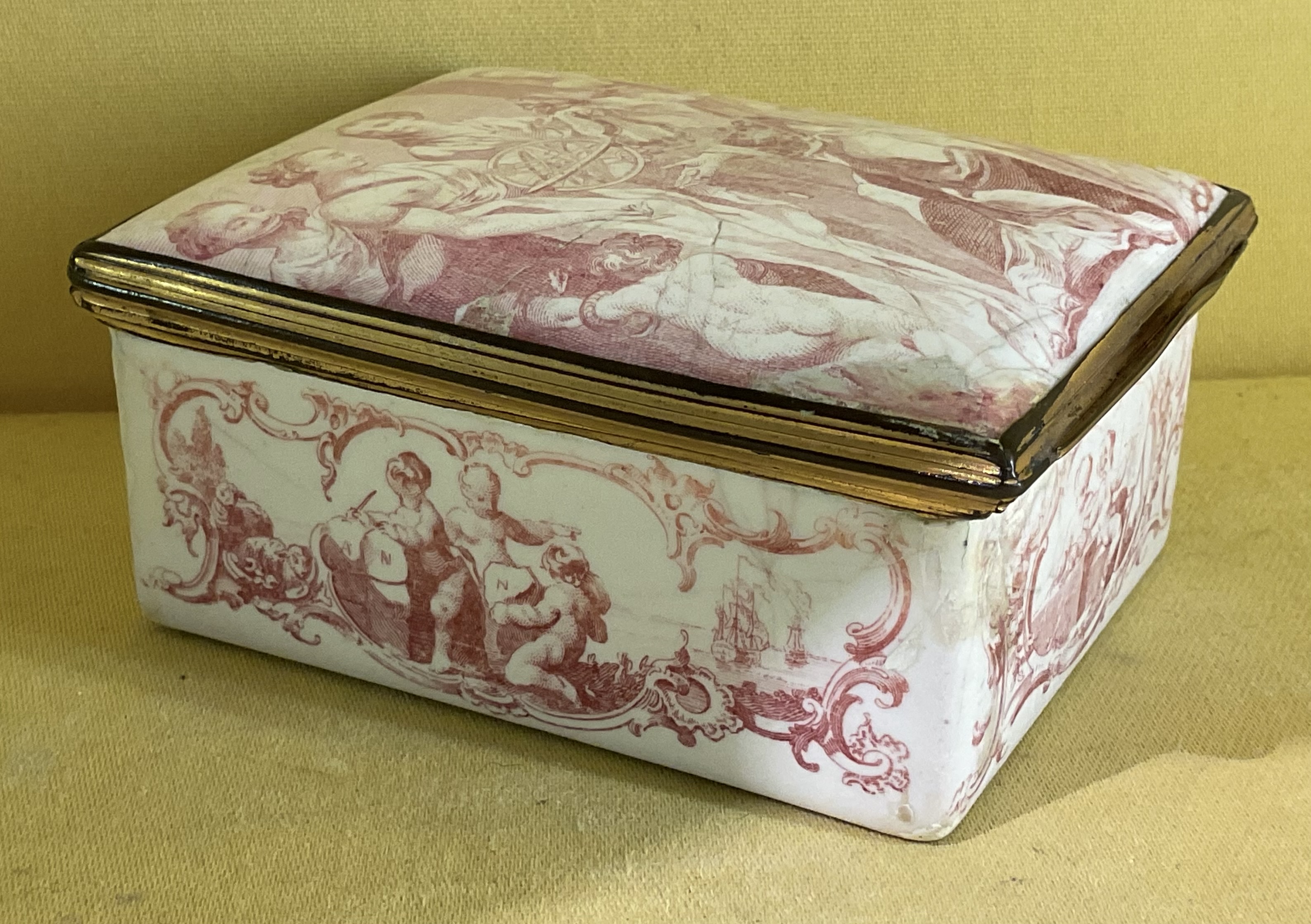 A Battersea enamel rectangular snuff box 