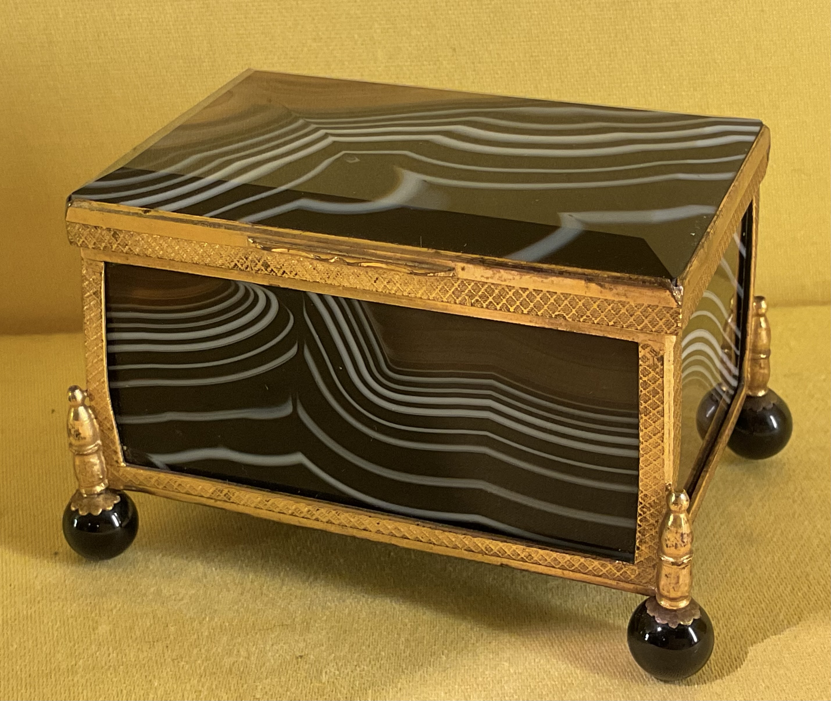 A 19th century gilt metal mounted agate box 